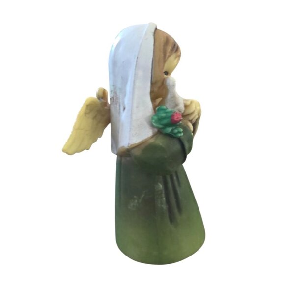 Vintage Hard Plastic Alpine Angel Girl Holding Dove Ornament Hong Kong - Picture 4 of 7